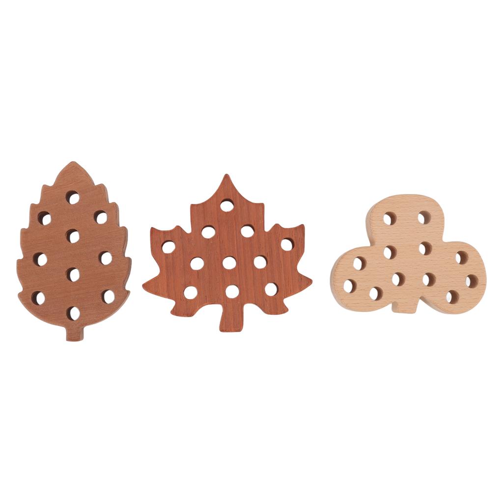 Threading Leaves Toys Set Wooden Thickened Recognition Educational Threading Game Toys Kit