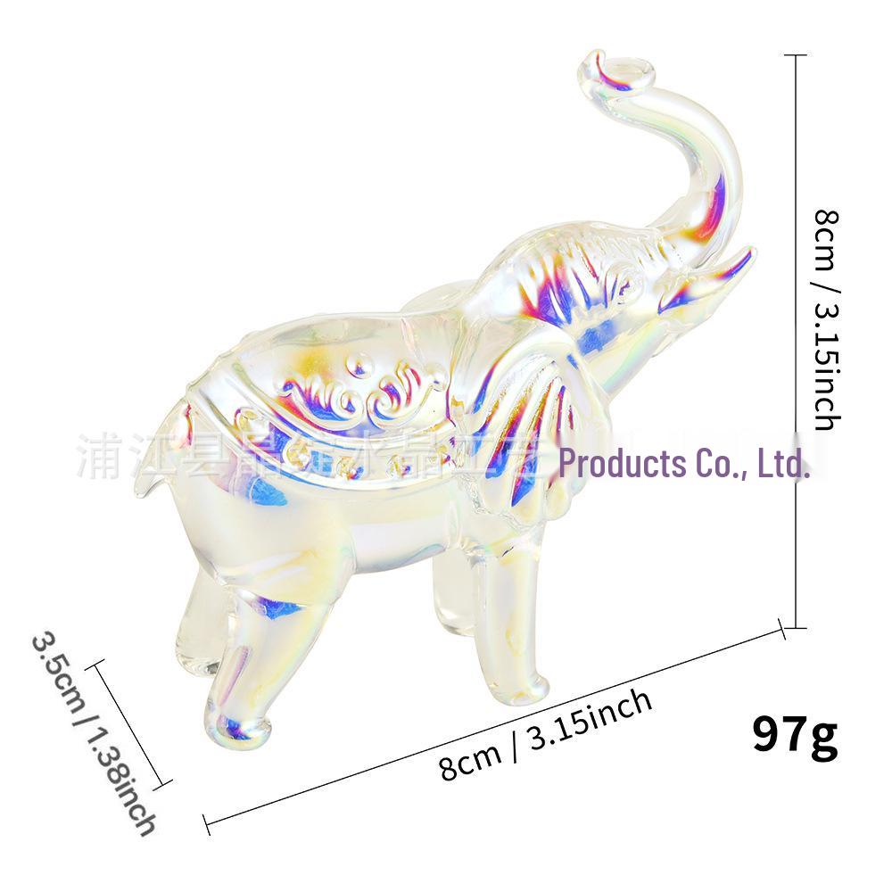 Gift Office Feng Shui Elephant Crystal Ornament - Four Colors Available for Wealth Attraction