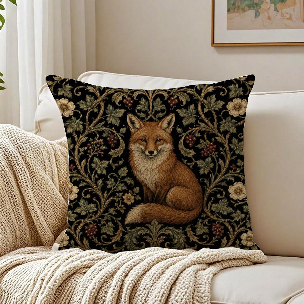 Boho Woodland Accent Animal Pillow Case Breathable Organic Short Plush Cushion Covers Wrinkle-Resistant Soft Durable