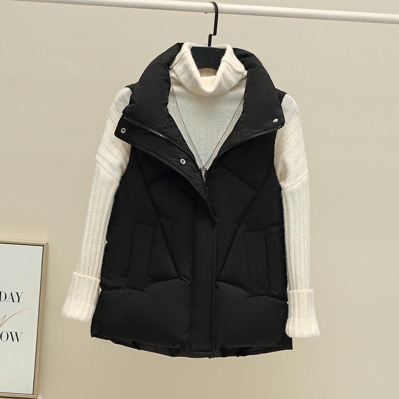 Taglie forti Nuovo caldo autunno inverno gilet corto da donna tasche del cappotto giacca casual senza maniche da donna gilet solido per donna