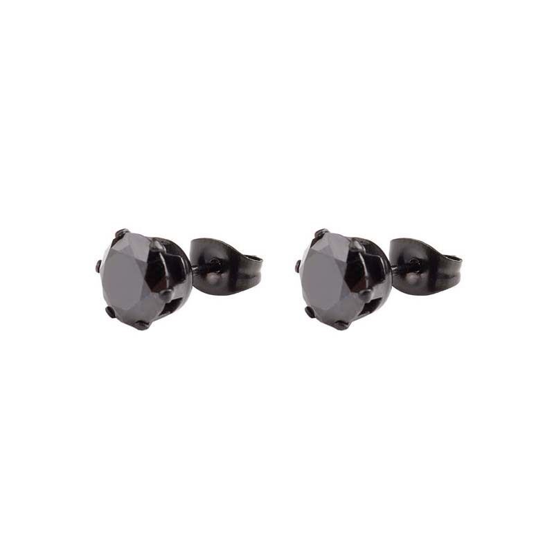 48 PCs European and American Stainless Steel Black Cross Stud Earrings