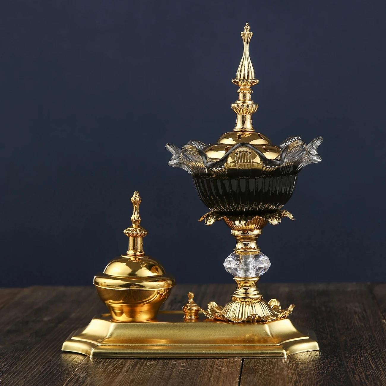 

YXY Arabia Incense Burner 4 In 1 Crystal Arabian Censer Diamonds Sliver Household Incense Holder Luxury Home Decor Ornaments