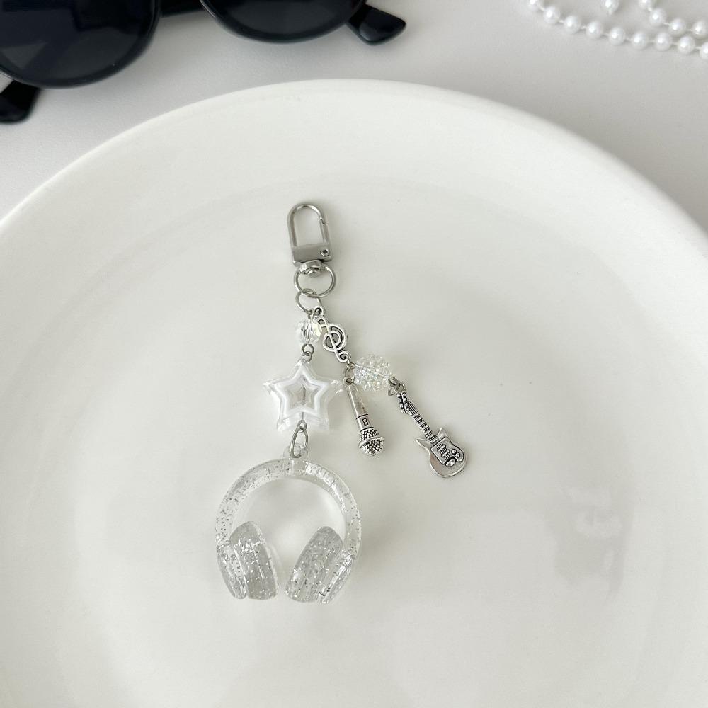

Glitter Y2K Guita Pendant Phone Chain Microphone Pendant Earphone-shaped Keychain Backpack Charms Clear buckle