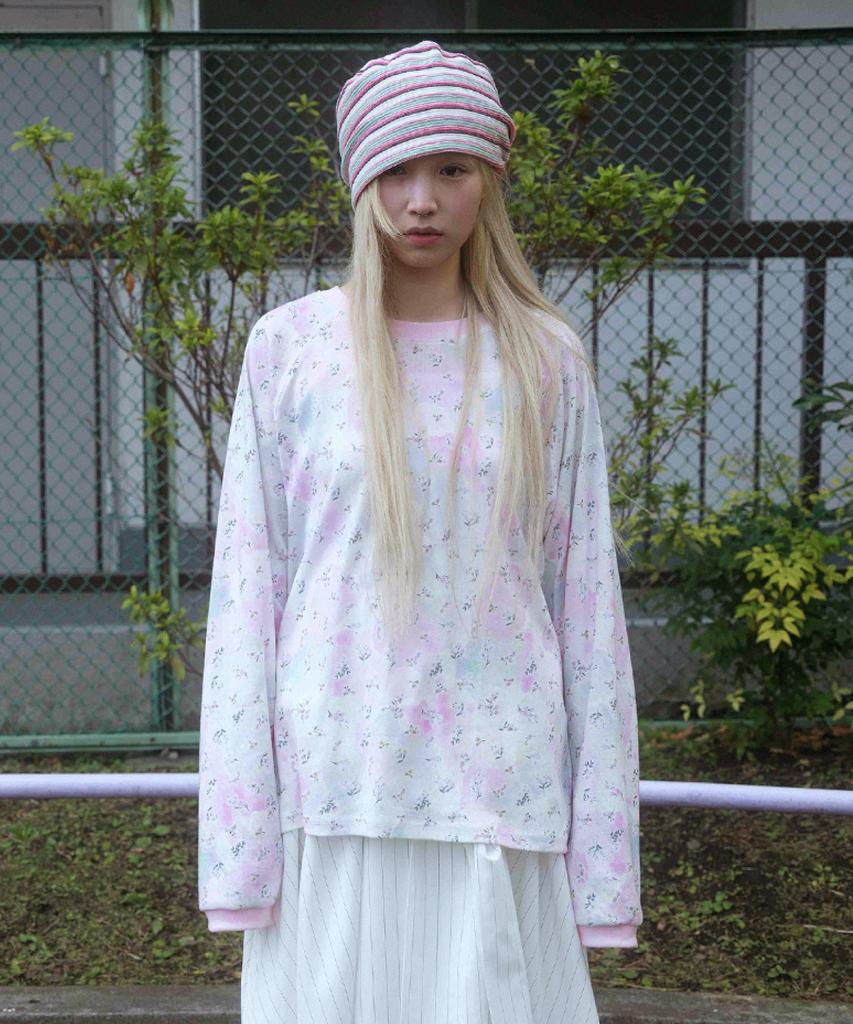 KOOKEESEE Soft Flower Raglan Tea (Pink)