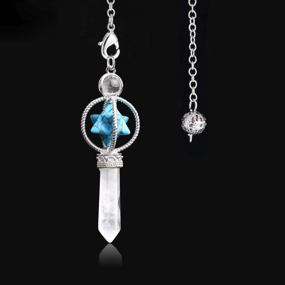 Moda cristal natural merkaba seis pontas estrela pingente espírito pêndulo rotativo merkaba ornamento pêndulo