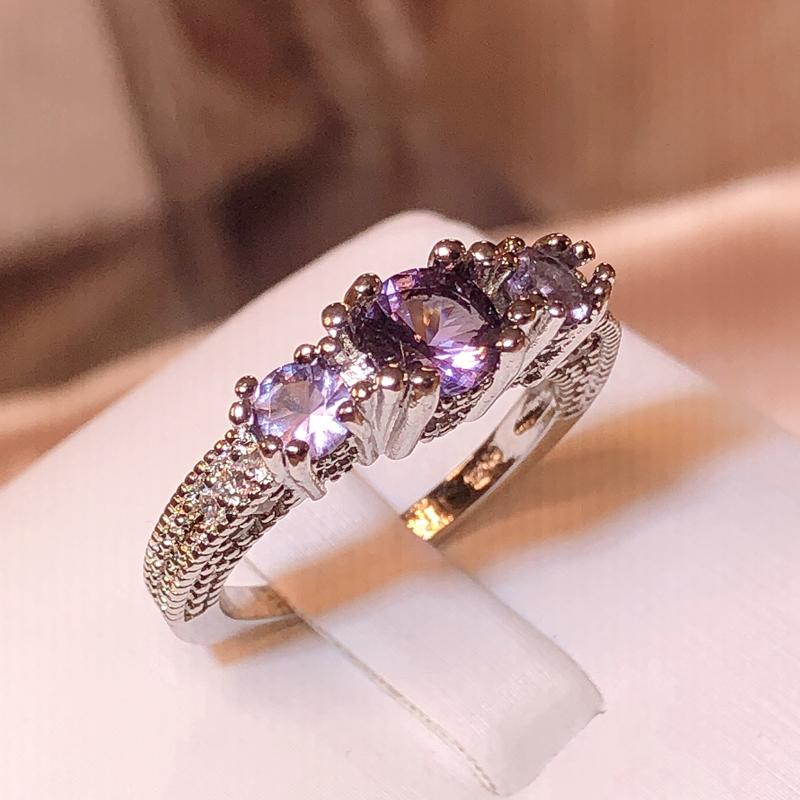 New White Zircon Engagement Promise Ring Rainbow Crystal Multicolor Birthstone Ring Vintage Silver Color Wedding Rings For Women