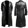 Men's Plus Size Double-Breasted Leather Trench Coat - German Military Style for Autumn/Winter