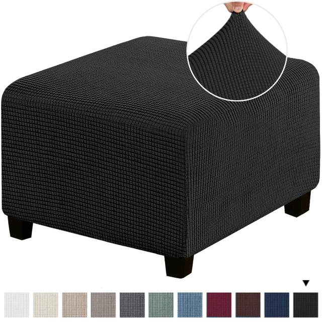 Quadratische Gewebte Jacquard Hockerbezug Elastisch All-Inclusive Hockerbezug Bank Hockerbezug Waschbar Möbel Schutzhülle Hockerbezug