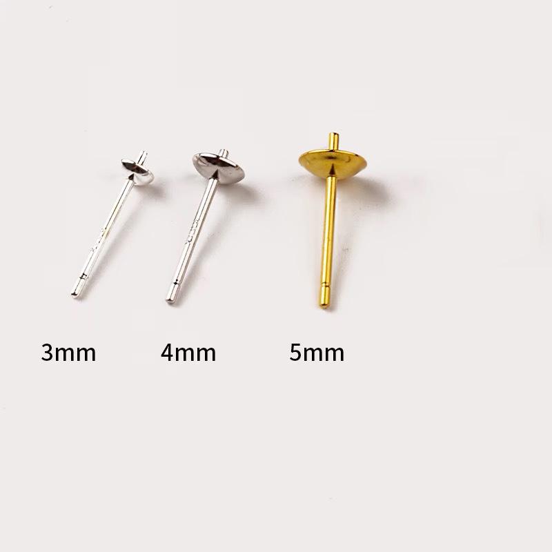 999 Sterling Silver Flower Flat Head Earring Components for DIY Pearl Earrings