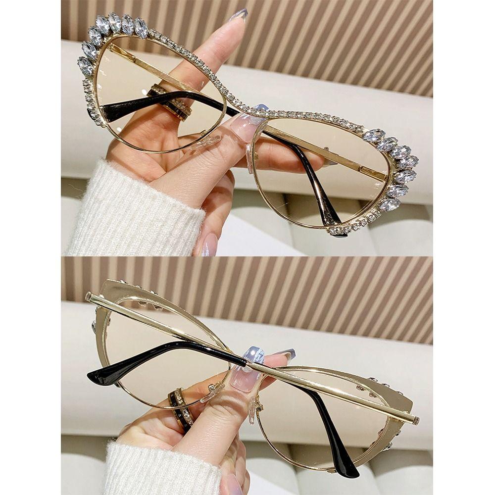 1pc Oversized Diamond Sunglasses for Women Fashion Cat Eye Rhinestone Sunglasses Bling Jeweled Frame Costume Party Glasses