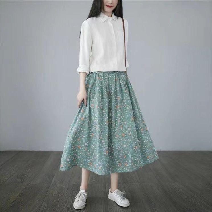 Women's Floral A-Line Skirt, Summer High-Waisted Slimming Design