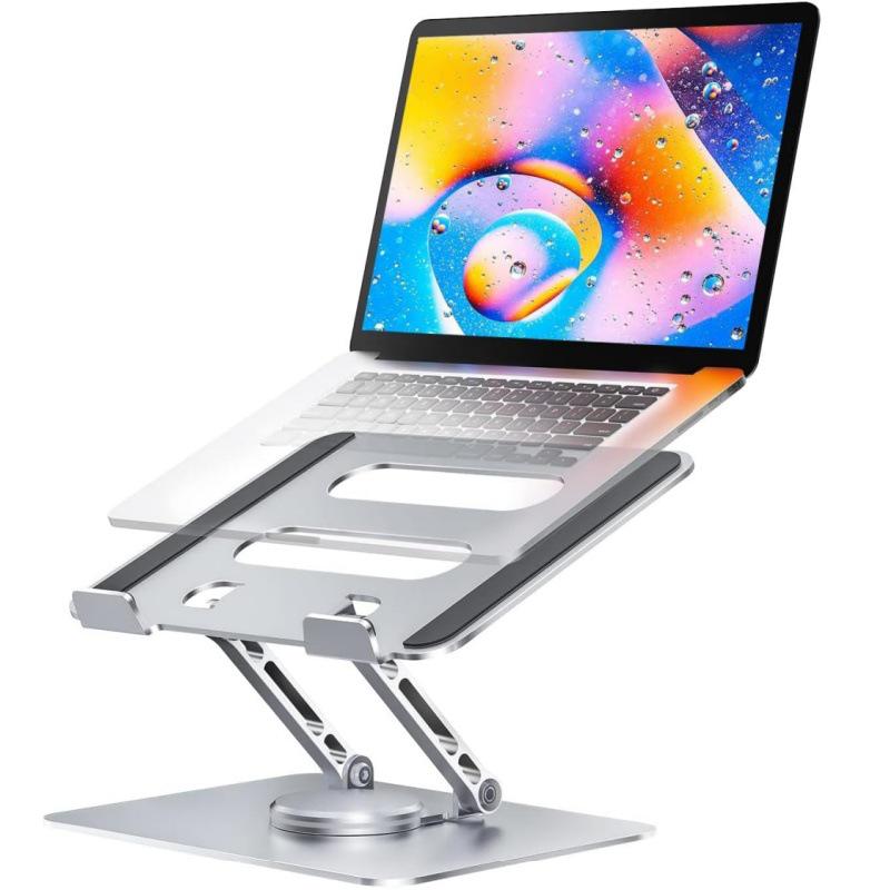 Adjustable Aluminum Alloy Laptop Stand with Cooling Riser and Rotating Feature