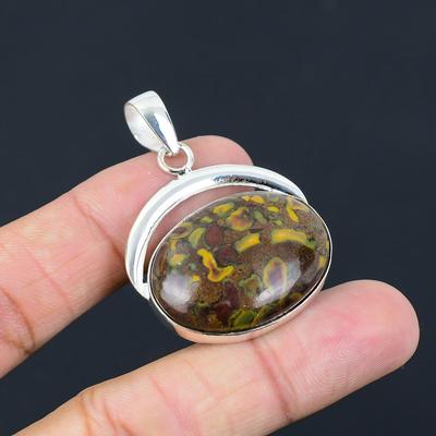 Friendship Day Sale Fruit Jasper Gemstone Anniversary Pendant Sterling Silver