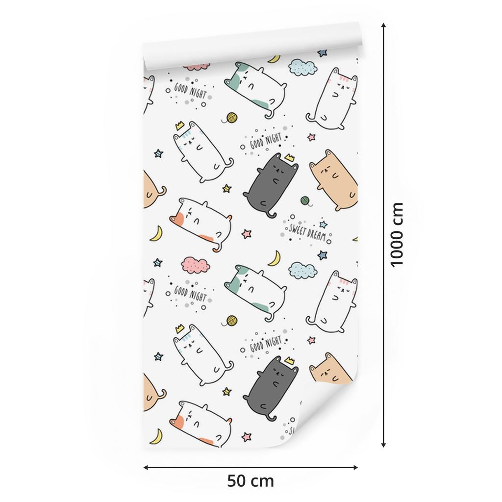 Sleeping kittens wallpaper for living room and bedroom 50x1000