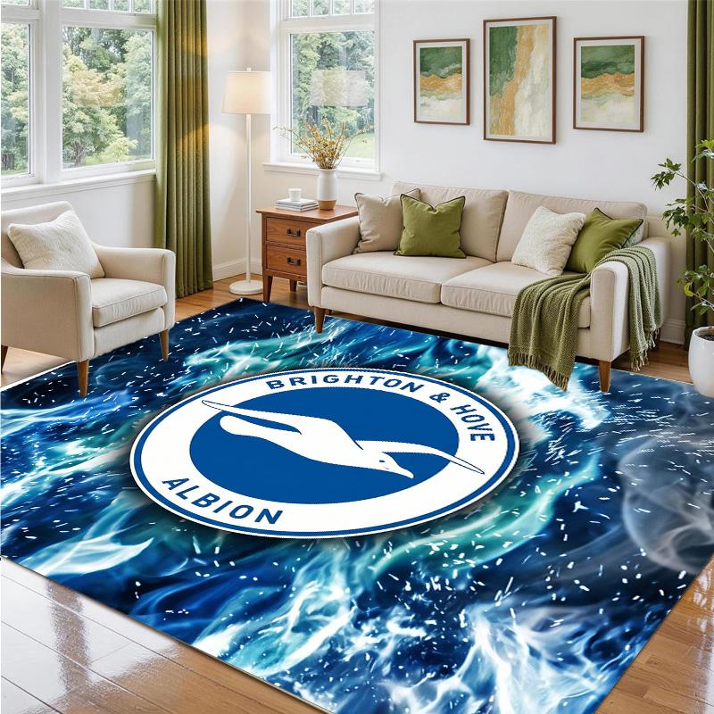 Brighton & Hove Albion Football Design Crystal Velvet Rug Soft Decorative Mat for Bedroom Entrance