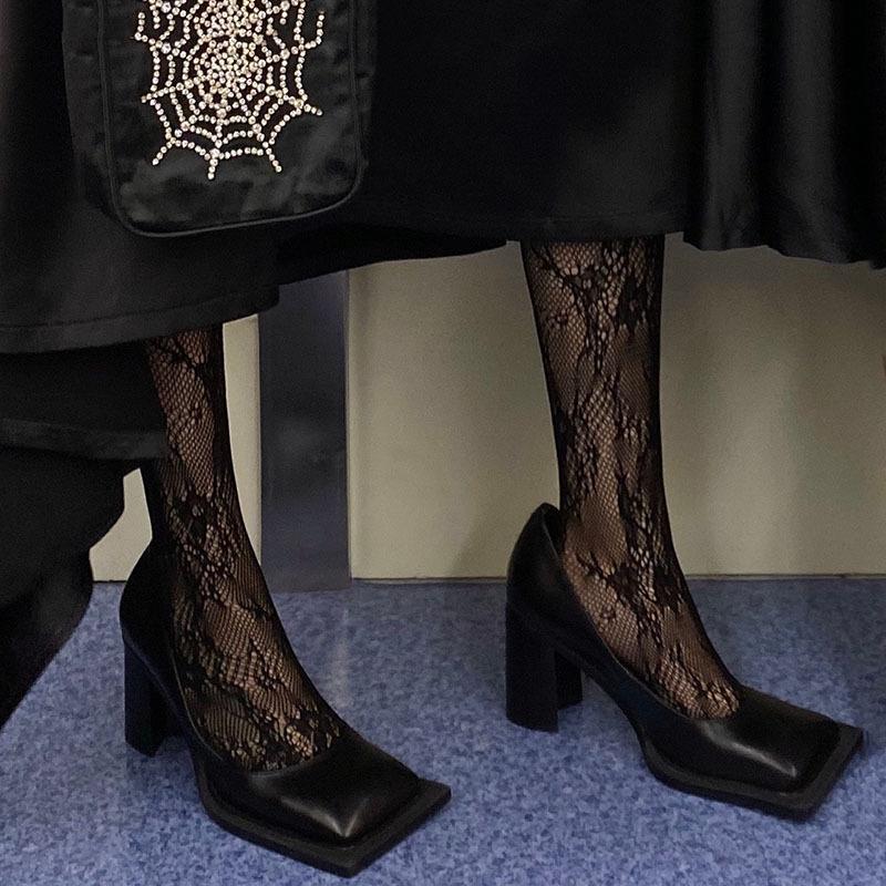 Fashion Mary Jane Single Shoe Women'S 2026 Spring New Style British Low Heel Square Toe Sealed Sail Thick Heel High Heels