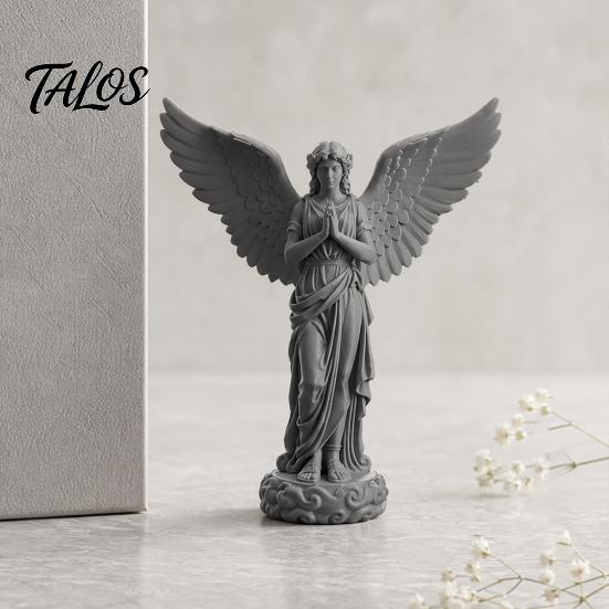 Shelf Angel Figurine 3D Printed Praying Figurine, Retro Guardian Angle Statue, Winged Women Decoration Artistic for Home Office, Housewarming