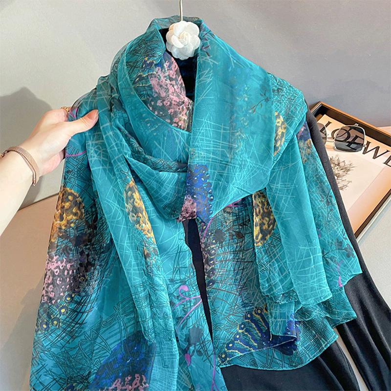 New Beach Stoles Sunscreen Wraps Shawls Silk Scarf Spring Foulard Female Hijab Scarves Wraps for Women Hijab Headband Bandana