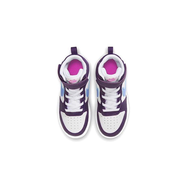 Nike Court Borough 2 Mid Comfortable Mid Top Skateboard Shoes White Grape Children Aged 3 7 Years Old CD7783-106