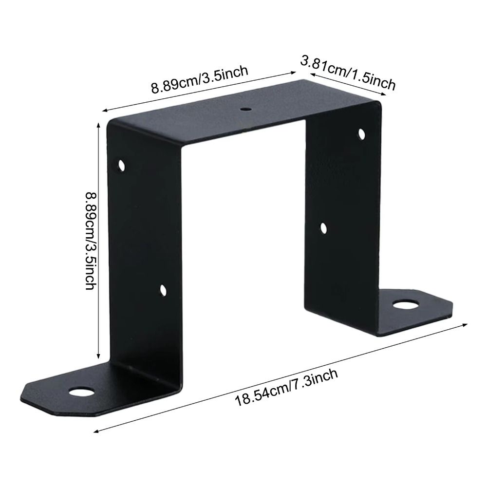 4pcs Heavy Duty Strap Post Ties Black U-Shaped Design Fence Post Brackets Corrosion Resistant Sturdy Construction