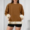 Women's Casual Round Neck Long Sleeve Sweatshirt Solid Color Sweatshirt
