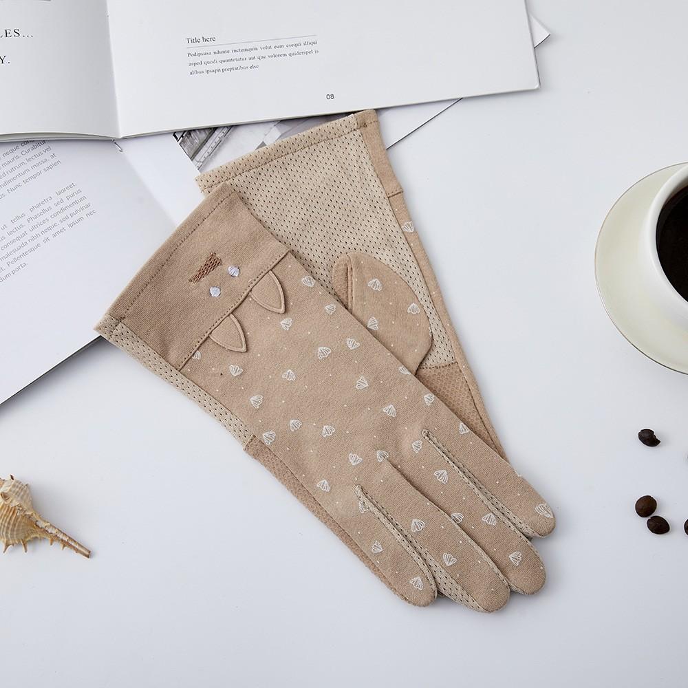 Women's Sunscreen Gloves New Spring and Summer Driving Korean Version of Lace Bow Riding Anti Slip Thin Touch Screen Gloves