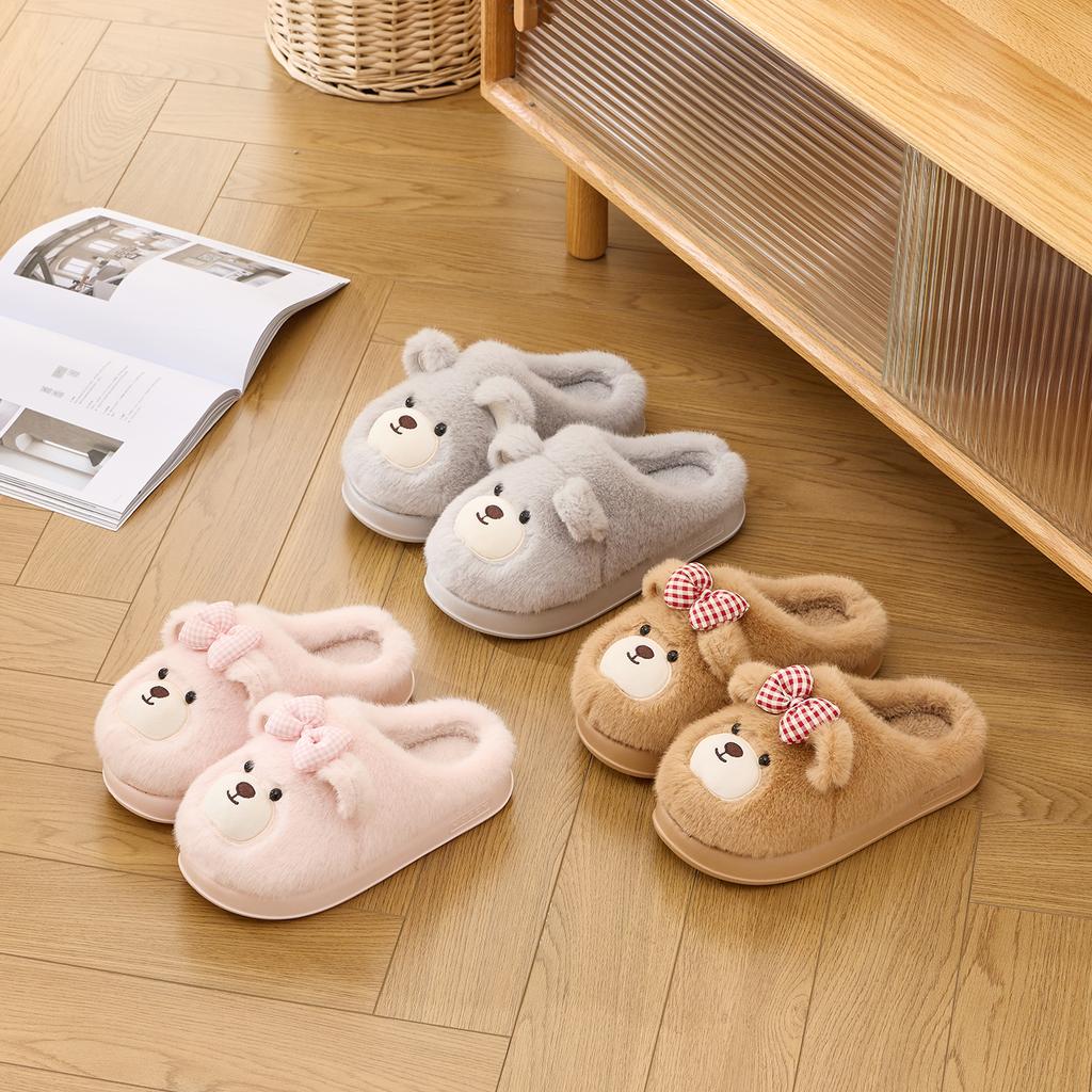 Cartoon Women Home Slippers Plush Warm Thick Bottom Slides Cute Soft Non-slip Slippers Indoor Outdoor Men Casual Slippers