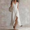 V Neck Sleeveless Ruffle Split Maxi Dress for Women Elegant Sundresses for Women Vacation Outfits for Women Casual Dresses for Women