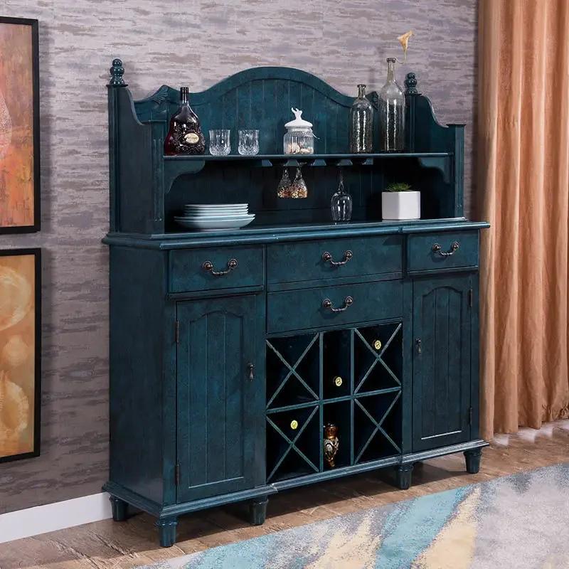 American Country Solid Wood Side Cabinet Mediterranean Pastoral Storage Locker