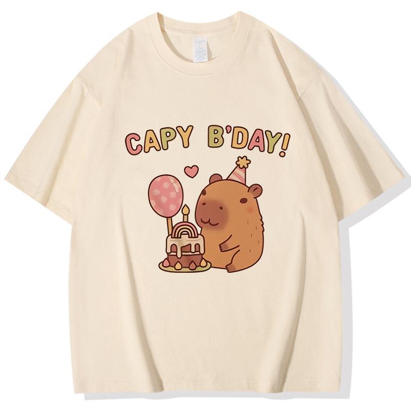 Funny Capybara Printed T Shirt Men Women Vintage Summer Short Sleeve T-shirt 90s Gothic Tshirt Casual EU Size Tees Tops Clothes