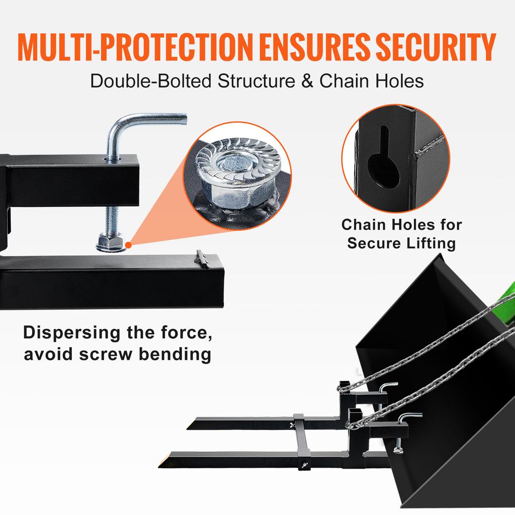 SucceBuy 43"/60" Clamp on Pallet Forks 2000/4000 lbs Tractor Bucket Forks Heavy Pallet Forks for Tractor Attachment Skid Steer
