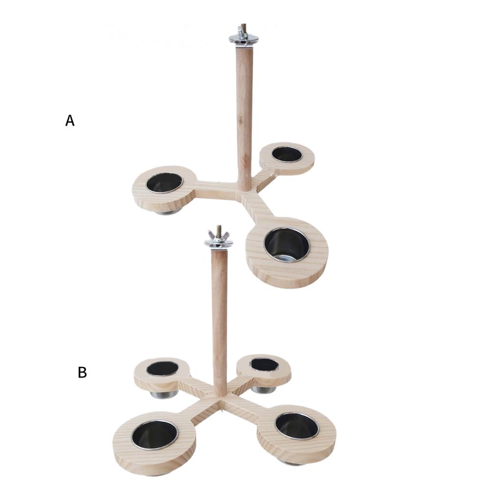 Parrots Feeder Perch with Dish Cup Screw Bird Perch Stand Cockatiel Feeder Birdcage Perches Climbing Toy for Budgies