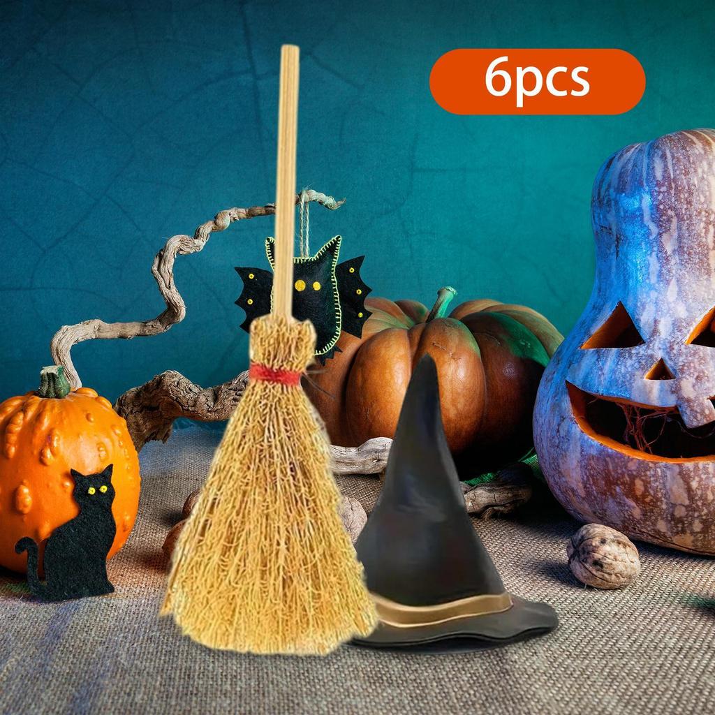 Mini Witch Hats and Brooms Party Favors Cosplay Hair Accessories DIY Crafts