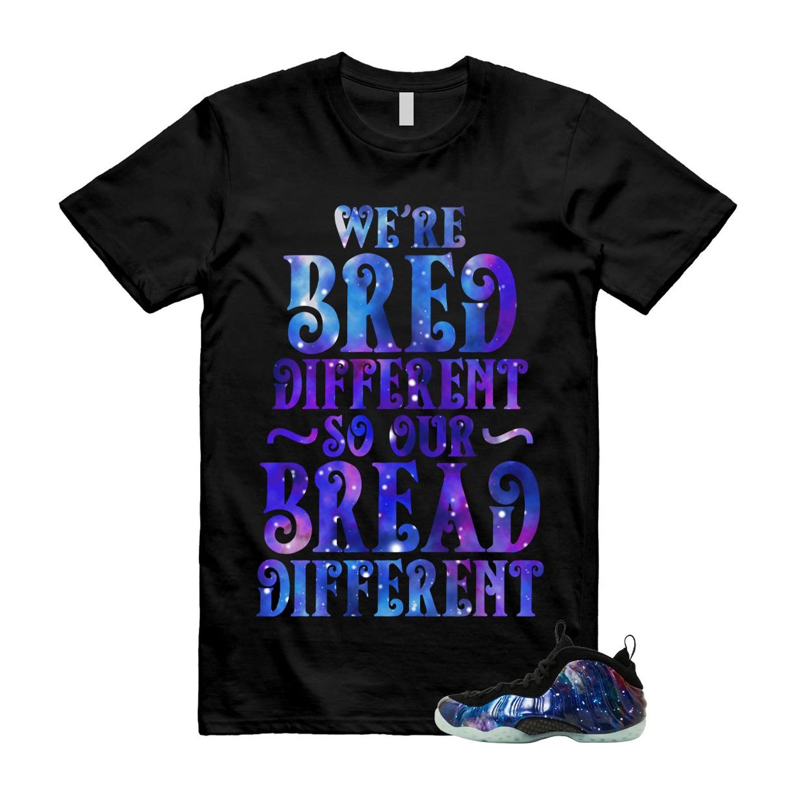 Foamposite Galaxy Obsidian Black Anthracite Air One T Shirt Match BREAD S