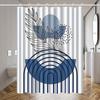 1Pc Blue Bohemian Abstract Leaf Pattern Shower Curtain, Polyester Fabric, Machine Washable, Suitable For Bathroom Decoration