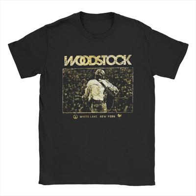 Woodstock White Lake Crowd T Shirt Men's Pure Cotton Hipster T-Shirt Crewneck Tee Shirt Short Sleeve Tops 4XL 5XL