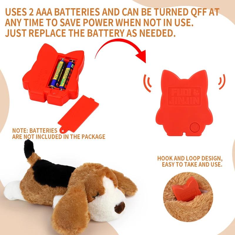 Puppy Heartbeat Toy with Realistic Heartbeat Sound and Heat Pack Comforting Sleep Aid for Newborn Puppies Anxiety Relief