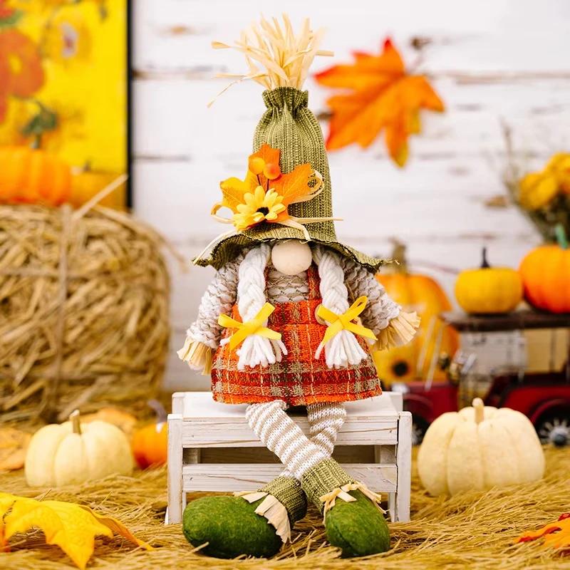 

Thanksgiving Decorations Maple Leaf Hanging Boys And Girls Hanging Straw Scarecrow Toys Scarecrow Decorative Gnome Plush Toys
