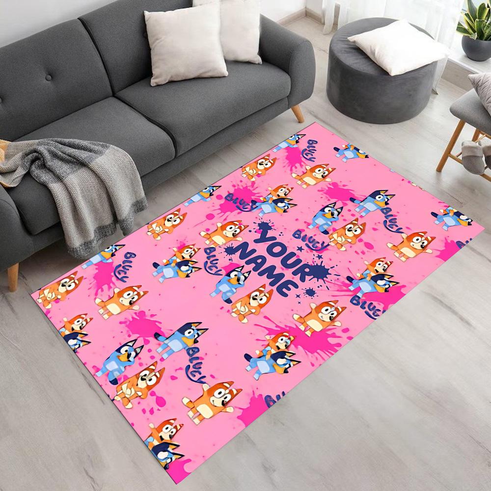 Bluey Personalized Text Area Rug Suitable for Playrooms Study room Hallway Living Rooms Anti-slip Rug Office home decor Birthday/Christmas Gift