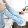 1 Pair Fashion Hemming Plus Velvet Warm Housework Gloves Kitchen Clean Durable Dish Washing Rubber Gloves