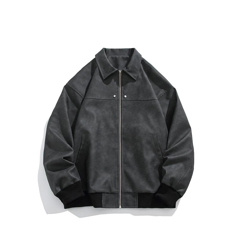 

Men s American Retro Rivet Lapel Baseball Jacket - Spring/Autumn Style 2XL