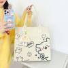 Einseitige Canvas-Tasche, Damen-Nachhilfetasche, strukturierte großvolumige süße Cartoon-Tragetasche für Mittel- und Oberstufe
