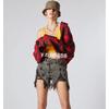 Los Angeles Single Cool Gray Black Asymmetric Pants High Waist Slim Looking Raw Hem Ripped Sexy Sexy Hot Pants Denim Short
