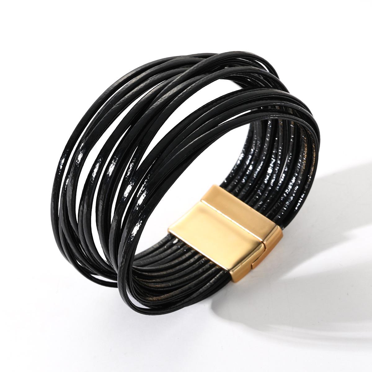 Многослойный ПУ-кожаный Штабелируемый Женский Антистатический Браслет - Европейский и Американский Стиль