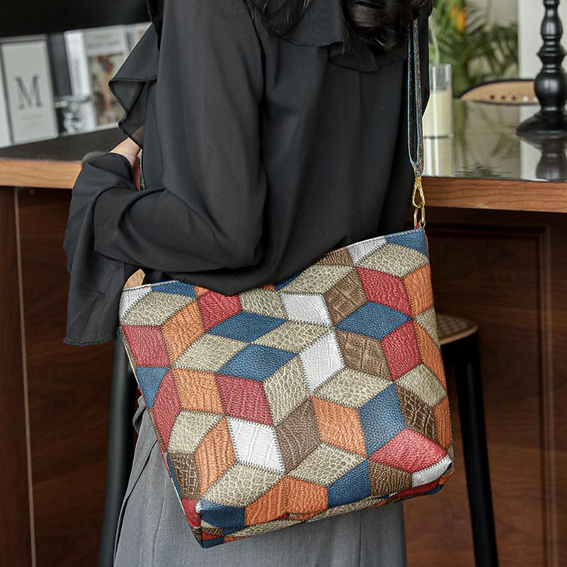 

Жіноча сумка великої місткості Vintage Bucket Модні брендові сумки на плече Якісні сумки для покупок Універсальна щоденна сумочка на широкому ремені 33x12x26cm червоний