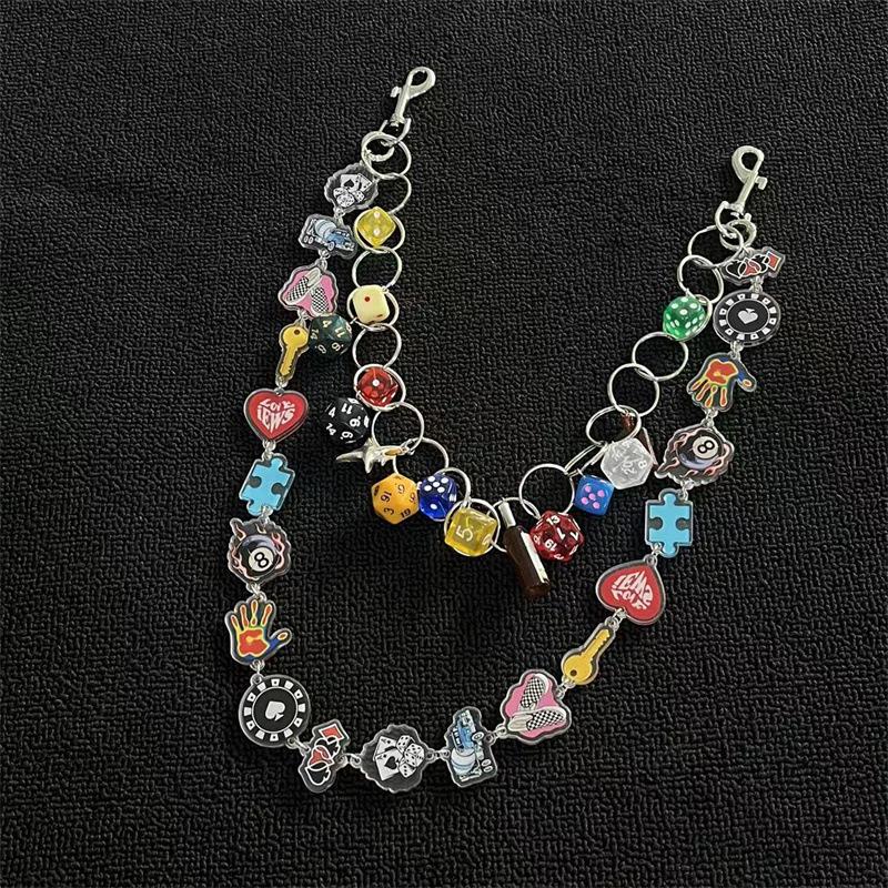 26 Dopamine Acrylic Dice Y2K Sweet Cool Double Waist Chain Trendy Street Trouser Chain
