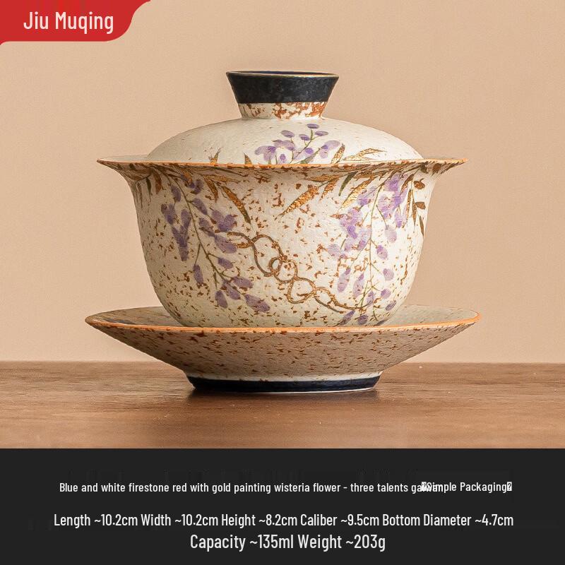 

Jiumuqing Hand-Painted Ceramic Gaiwan Teacup