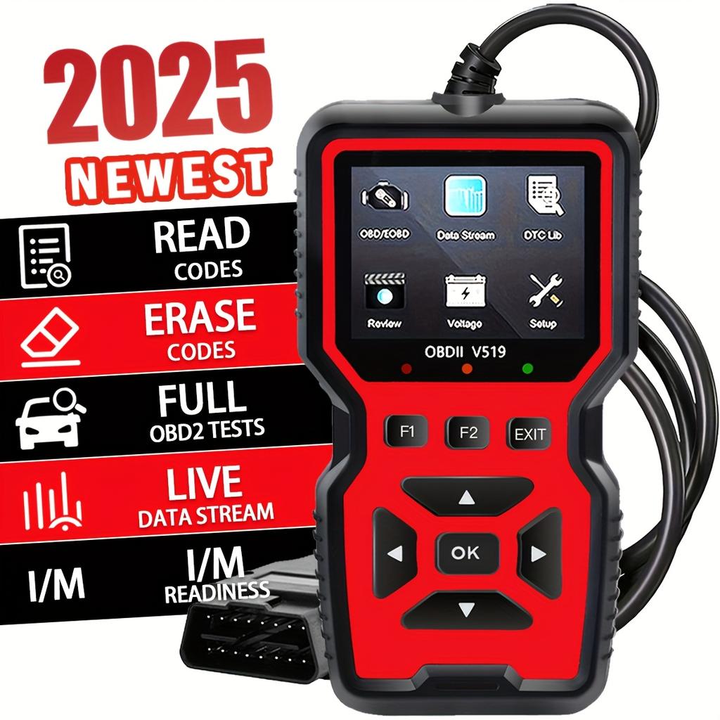 2024 V519 Professional Obd2 Scanner - USB Powered Car Diagnostic Tool with Real-Time Data Stream, Full-Function Obd Ii Testing (I/M Ready,