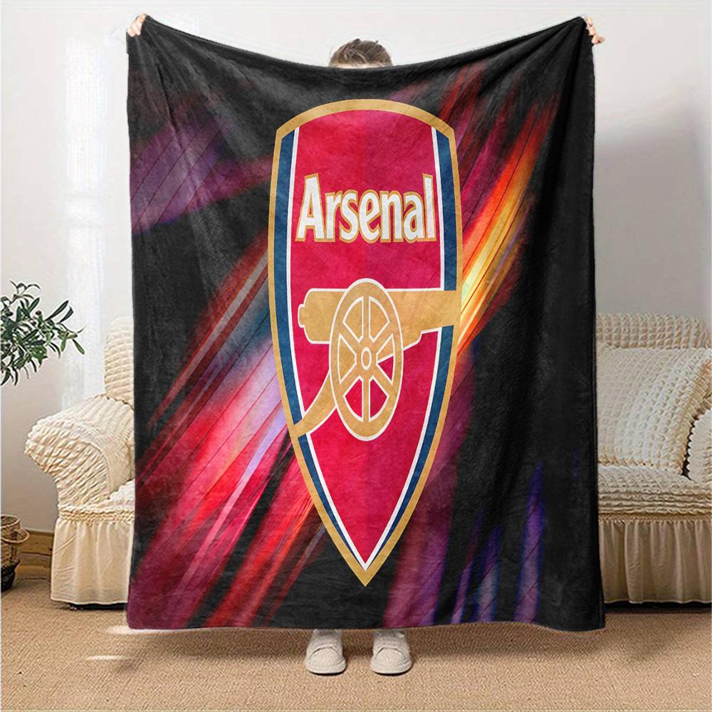 Coperta in Flanella con Stemma dell'Arsenal Football Club, Poliestere Morbido, Design Moderno, Per Tutte le Stagioni per Campeggio, Viaggi, Regali per Feste o Compleanni