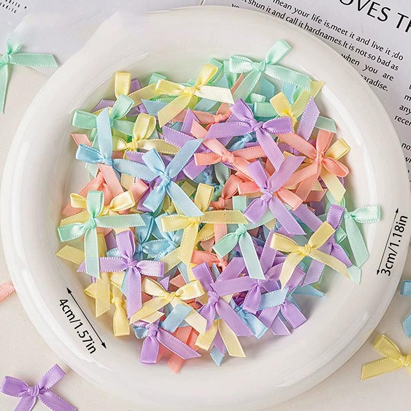 100 Colorful Ribbon Bow Ribbon Mini Ribbon Floral Bow Tie Diy Craft Scrapbook Decorative Sewing Accessories
